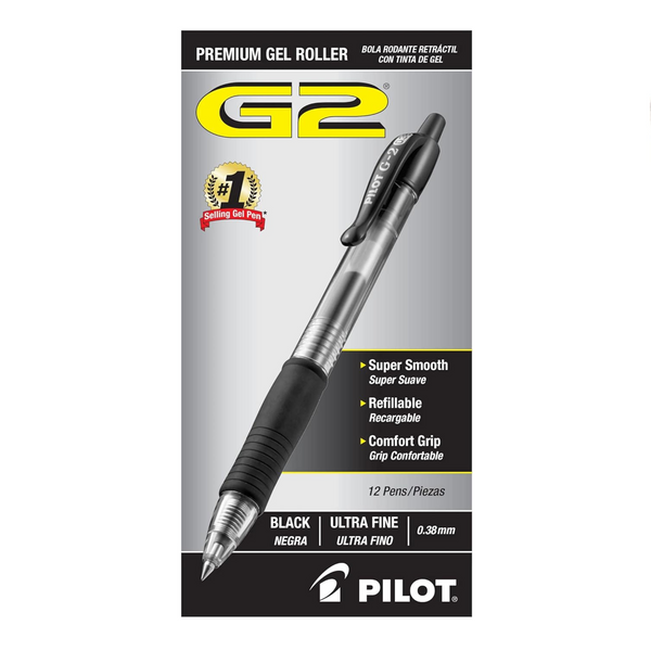 12 Pack of PILOT G2 Premium Refillable and Retractable Rolling Ball Gel Pens