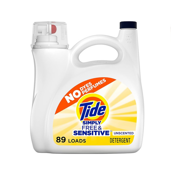 4 128 Oz Bottles of TIDE Simply Liquid Laundry Detergent, Free & Sensitive