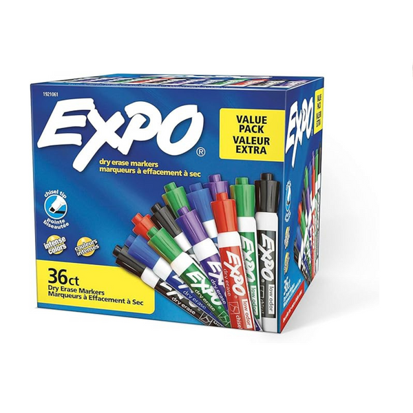 EXPO Low Odor Dry Erase Markers, Chisel Tip, Assorted (36 Count)