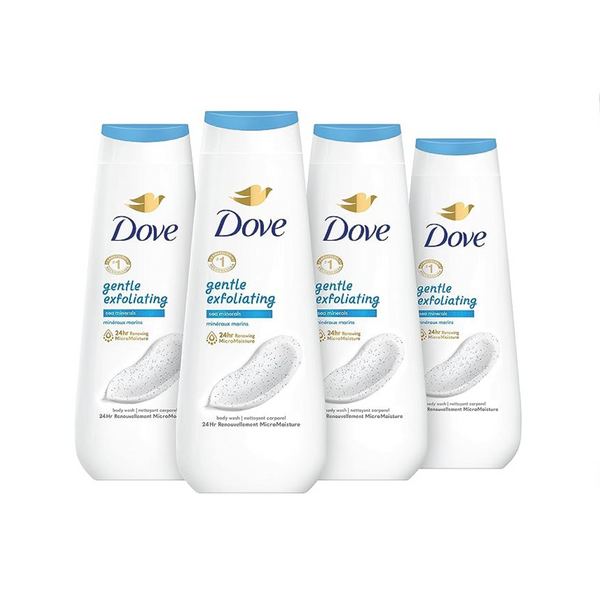 4 Bottles Of Dove Gentle Exfoliating Sea Minerals Body Wash
