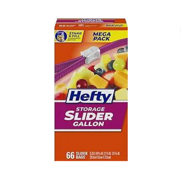 66-Ct Hefty Gallon Sized Slider Storage Bags
