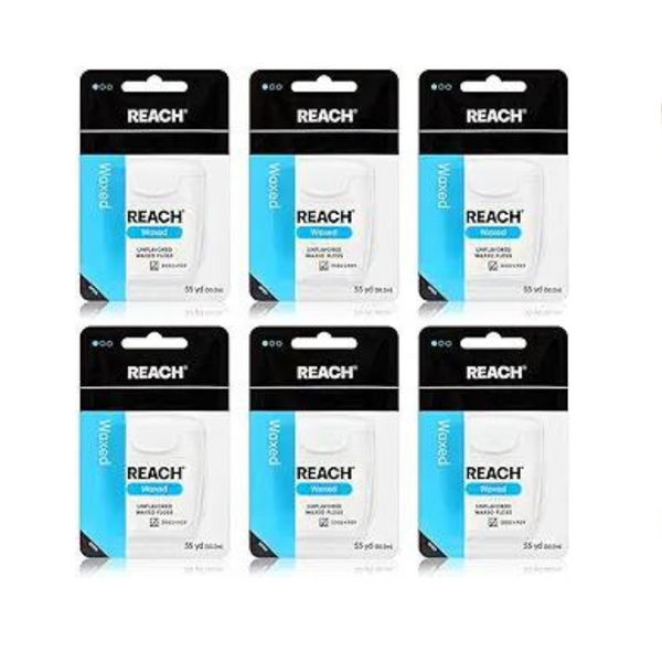 6-Pack Reach Waxed Unflavored Dental Floss Bundlex