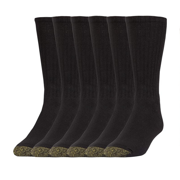 6 or 12 Pairs of Goldtoe Men's Crew Socks