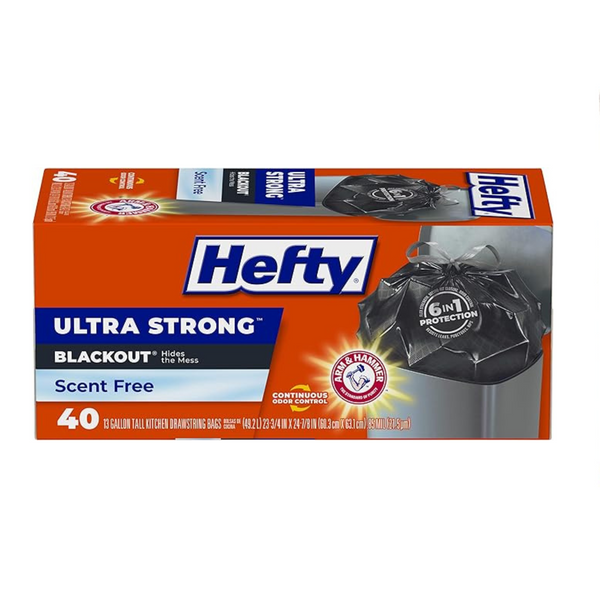 3 Boxes of 40-Ct Hefty Ultra Strong Tall Kitchen Trash Bags