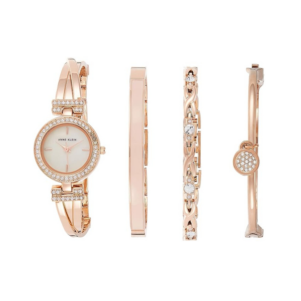 Anne Klein Women’s Premium Crystal Accented Bangle Watch and Bracelet Set