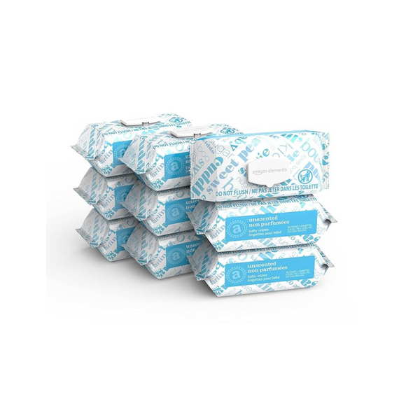 27-Packs of 90-Count Amazon Elements Baby Wipes