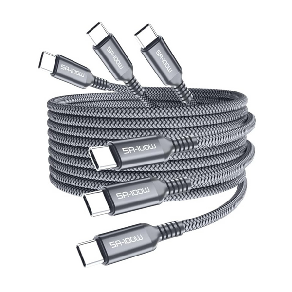 3-Pack Elebase USB C to Type C 100W Cable