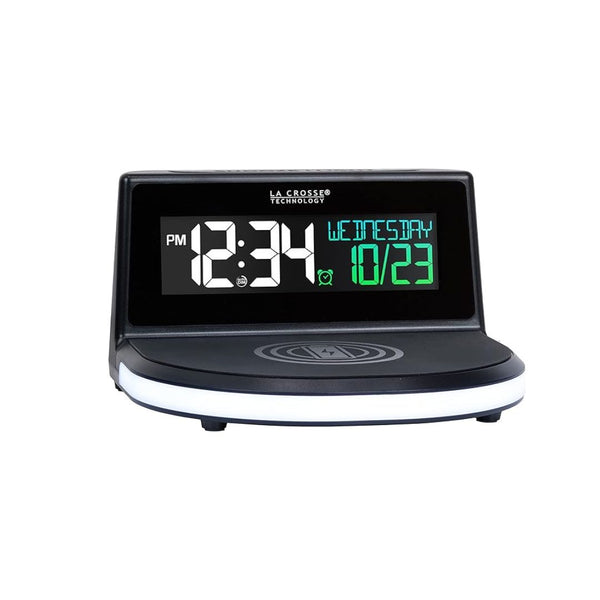 La Crosse Technology Qi-Certified Wireless Charging Alarm Clock with Glowing Light Base