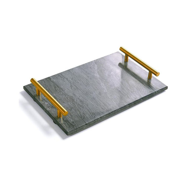 Real Marble Tray with Golden Handle