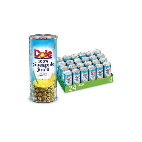 24 Cans Of Dole 100% Pineapple Juice