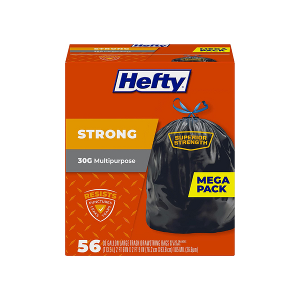 56-Count 30-Gallon Hefty Strong Large Trash Bags