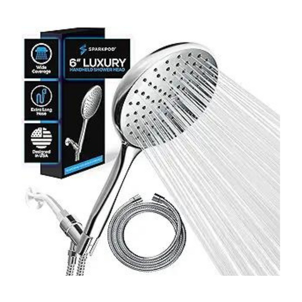 SparkPod 6Inch High Pressure Handheld Shower Head simplexdeals