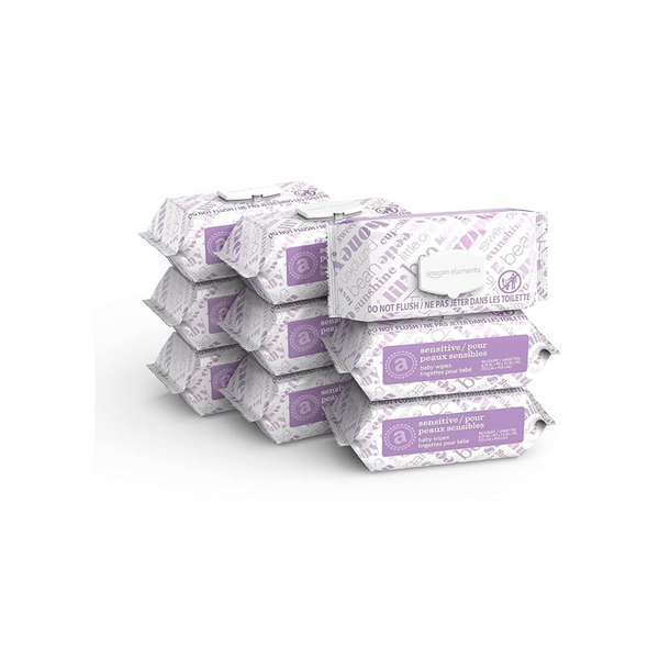 27-Pack of 90-Count Amazon Elements Baby Wipes