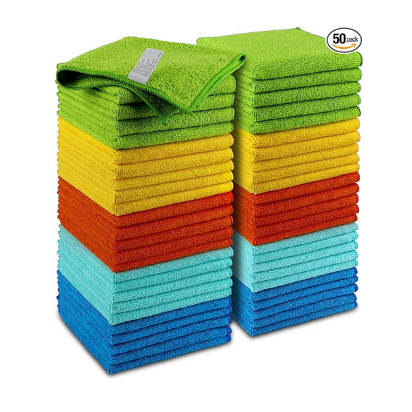 50-Pack Microfiber Premium All-Purpose Cleaning Cloths (12-In x 12-In)
