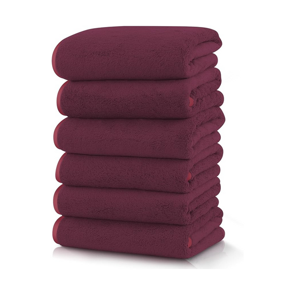 Set of 6 Ultra Soft Microfiber Absorbent Silk Hemming Hand Towel