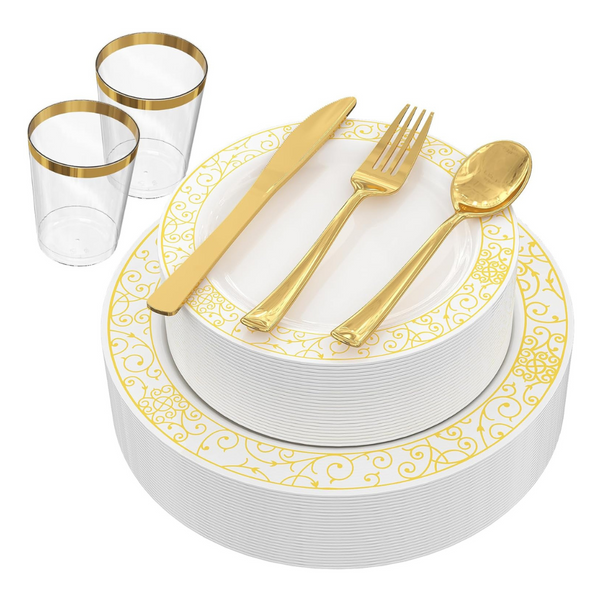 150 Pieces Disposable Plastic Plates