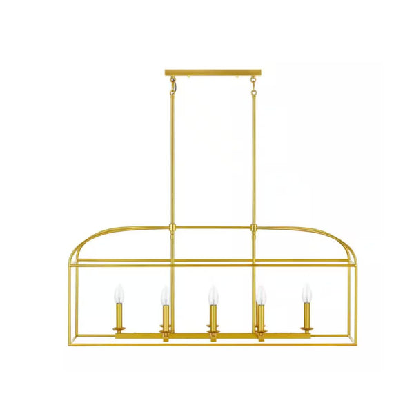 KAWOTI 40 in. 8-Light Gold Caged Kitchen Island Pendant Chandelier