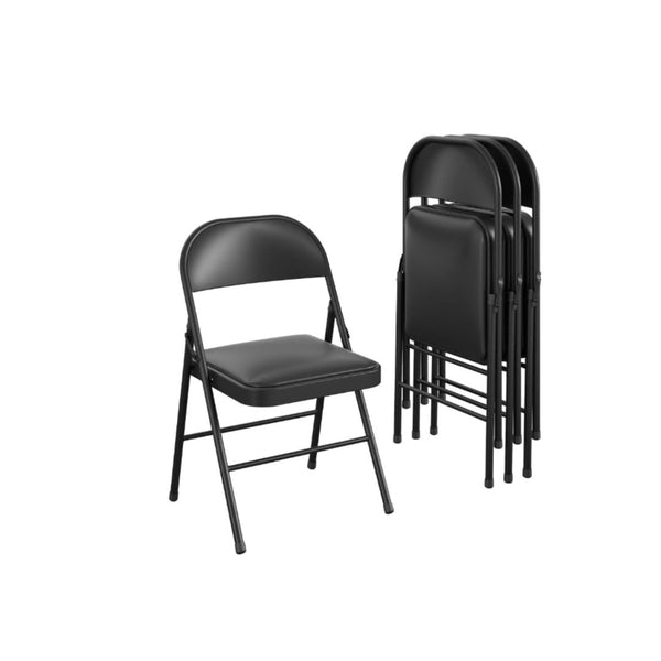 4-Pack Mainstays Deluxe Vinyl Padded Seat and Metal Back Folding Chairs