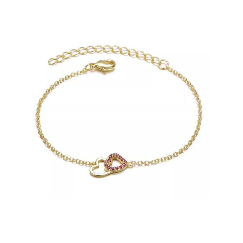 Kids 14k Gold Plated Double Heart Entwined Bracelet