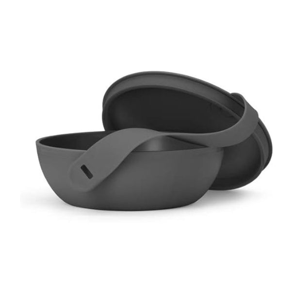 Plastic Bowl Lunch Container Charcoal with Lid & Snap-tight Strap
