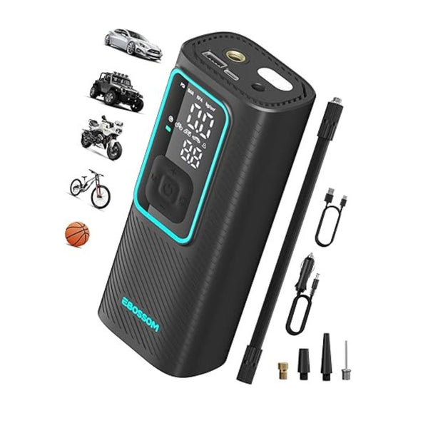 Rechargeable Portable Tire Inflator with Pressure Gauge