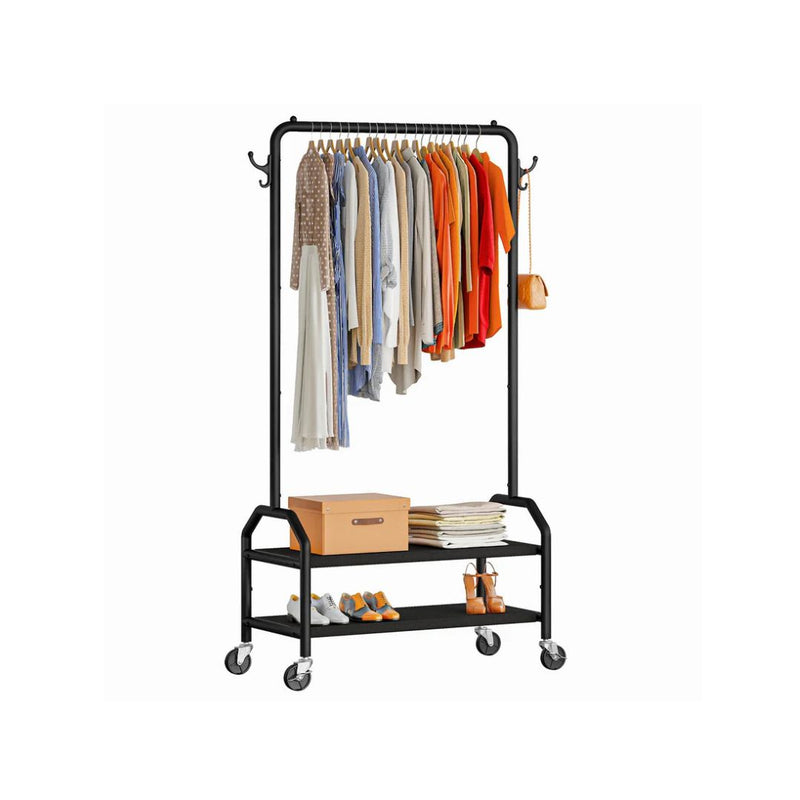 Wiracks Rolling Clothes Rack with Bottom Shelves