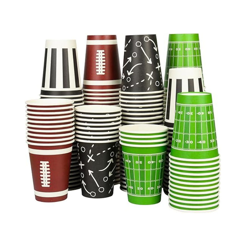 200-Piece Football Themed Disposable Paper Cups