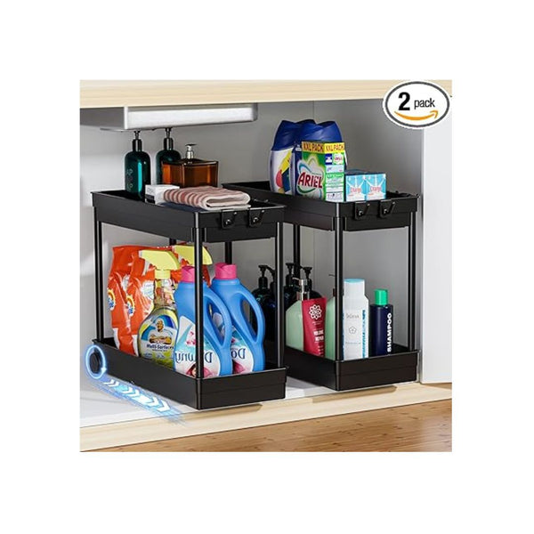 2-Pack Under Sink Organizer 2-Tier Storage Shelf