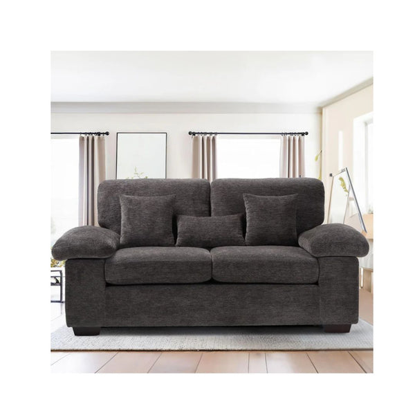 Dark Grey Upholstered Loveseat Sofa with Pillows