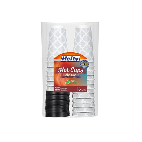 20-Count Hefty Disposable 16oz Coffee Cups with Lids