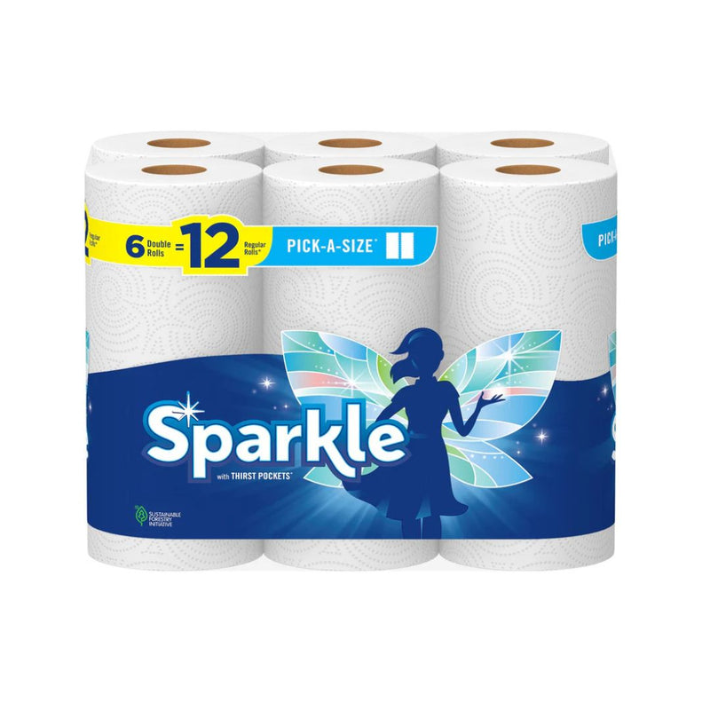 SPARKLE Pick-A-Size Paper Towels 6 Double Rolls 12 Regular Rolls