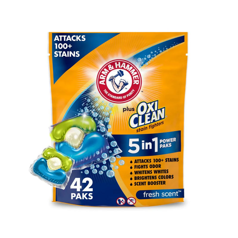 42-Count Arm & Hammer Plus OxiClean 5-in-1 Laundry Detergent Power Paks