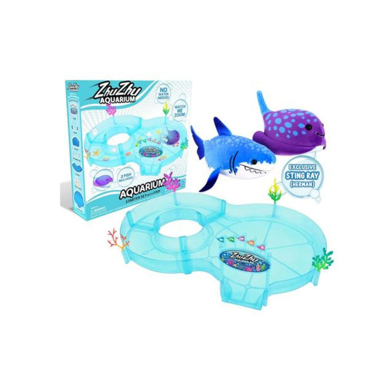 Aquarium Starter Playset, Motorized Plushie Fish Toys & Accessories