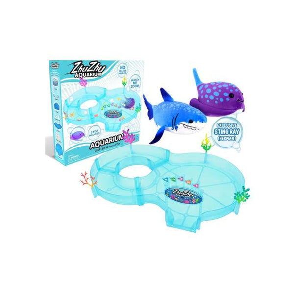 Aquarium Starter Playset, Motorized Plushie Fish Toys & Accessories