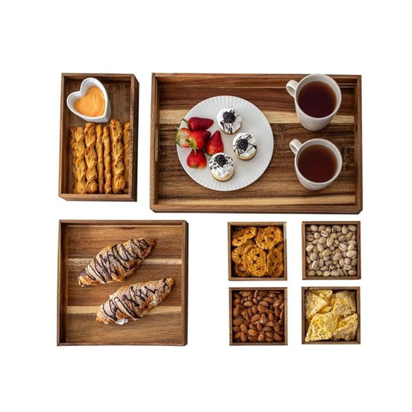 7-Piece Acacia Wood Tray Set