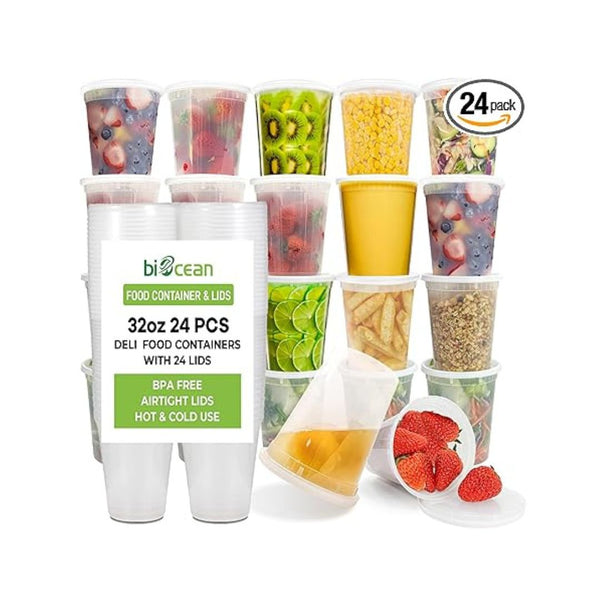 24-Pack 32oz Deli Containers with Lids