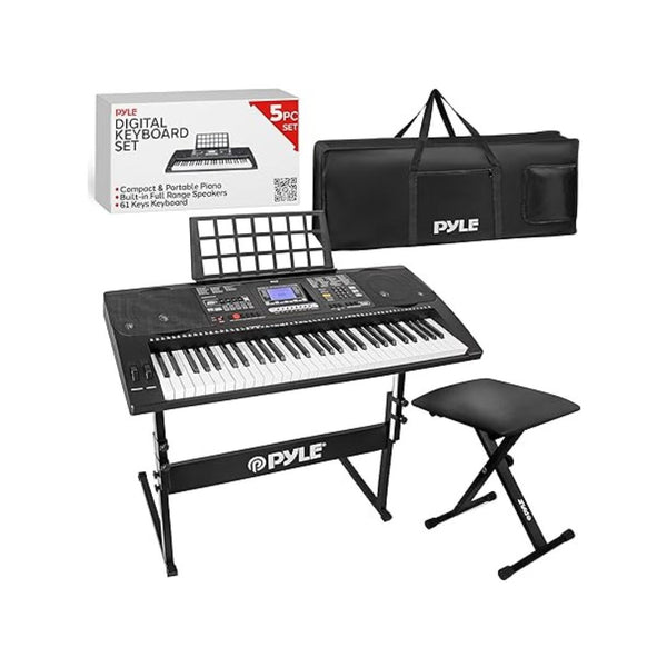 Pyle Digital (61 Keys)Piano with Case, Stool, and Stand