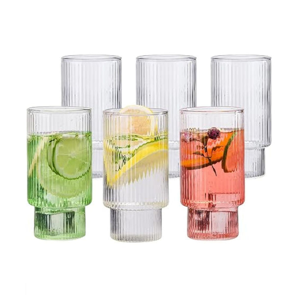6-Pack Ribbed Drinking Glass Set