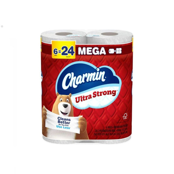 6 Mega Rolls (24 Regular Rolls) Charmin Ultra Strong/Soft Toilet Paper