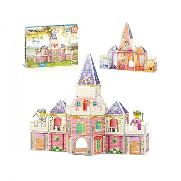 60-Piece Princess Castle Magnet Tile Building Blocks