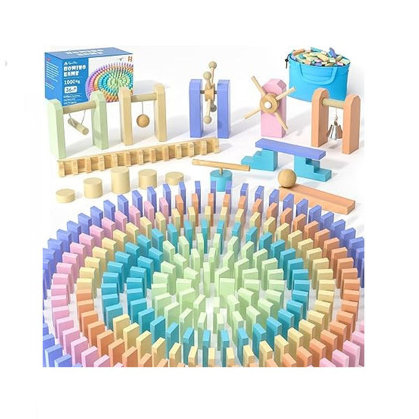 1000-Piece Wooden Dominoes Set with Storage Bag