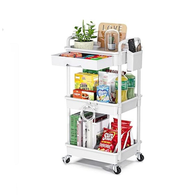 3-Tier Rolling Storage Cart with Drawer – simplexdeals