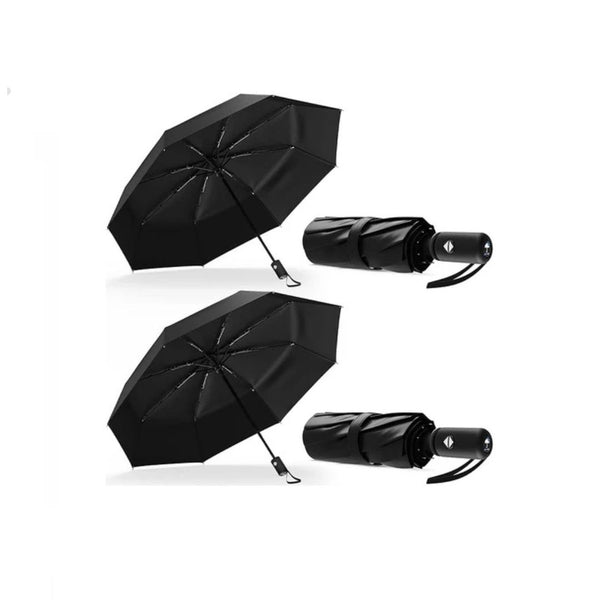 2 Rain‑Mate Windproof Compact Umbrellas with Auto Open & Close