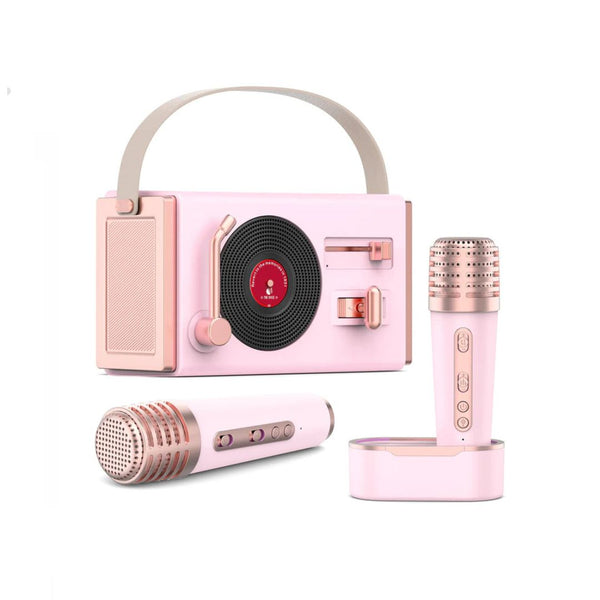 Mini Karaoke Machine with 2 Wireless Microphones