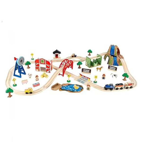 75-Piece KidKraft Wooden Rural Farm Train Set