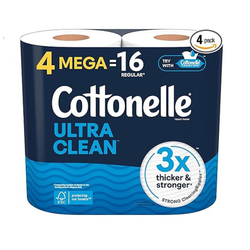 Cottonelle Ultra Clean Toilet Paper (4 Mega Rolls = 16 Regular Rolls)