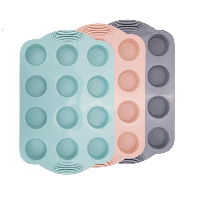 3-Pack 12 Cups Silicone Mini Muffin Pan