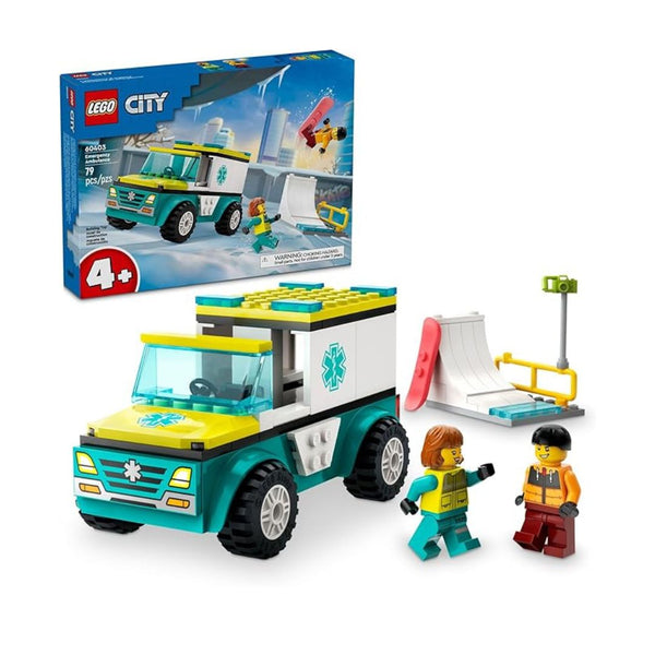 LEGO City Emergency Ambulance and Snowboarder Toy Vehicle Playset