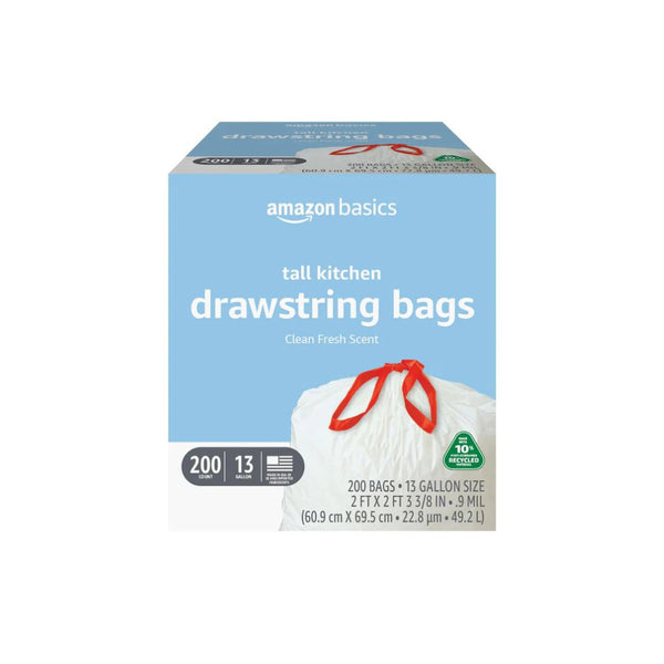 200 Count 13 Gallon Amazon Basics Kitchen Trash Bags