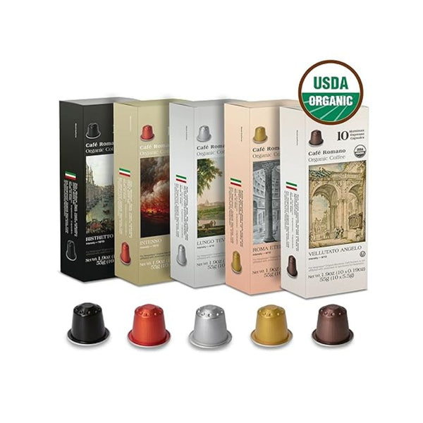 100 Cafe Romano Italian Espresso Coffee Nespresso Compatible Aluminum Pods Variety Pack